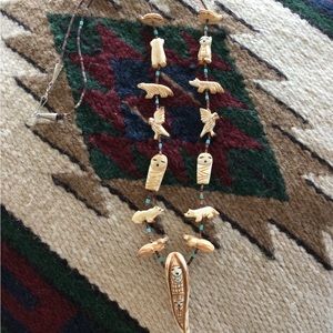 Vintage Zuni Corn Maiden Fetish Necklace.